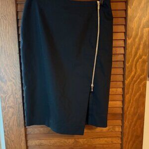 Black knee length skirt with side zip in front
